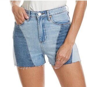 NWT BLANKNYC The Reeve High-Rise Patchwork Blue Denim Color-block  Shorts Sz. 24